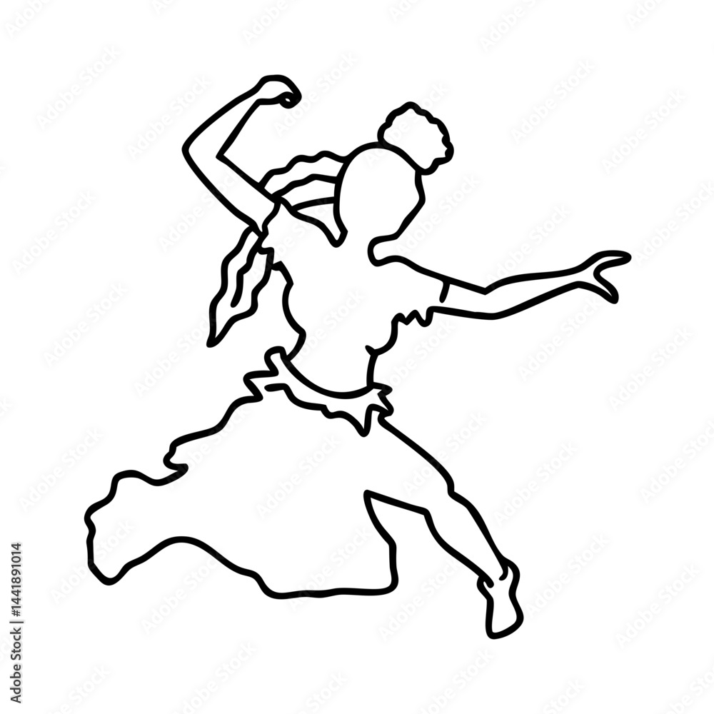 Fototapeta premium african dance silhouette icon, african dance silhouette line art - simple line art of african dance silhouette, perfect for african dance silhouette logos and icons