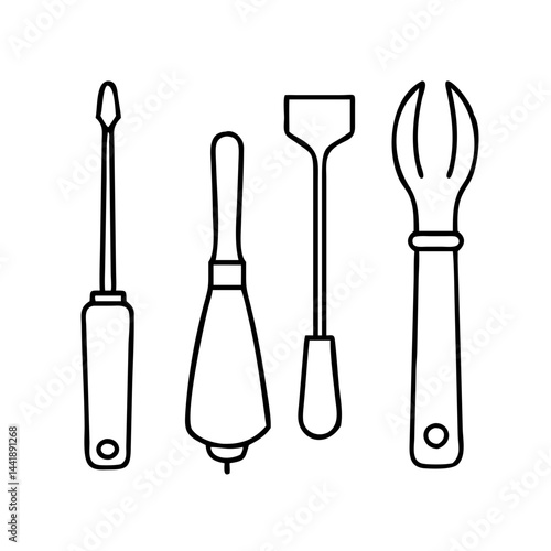 artisan tools icon, artisan tools line art - simple line art of artisan tools, perfect for artisan tools logos and icons