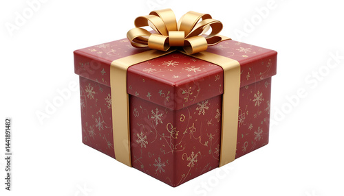 red gift box.
Christmas luxury brown gift present with ribbon 3D view PNG, cutout isolated on transparent background.