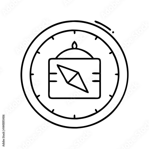 compass pointing to mecca icon, compass pointing to mecca line art - simple line art of compass pointing to mecca, perfect for compass pointing to mecca logos and icons