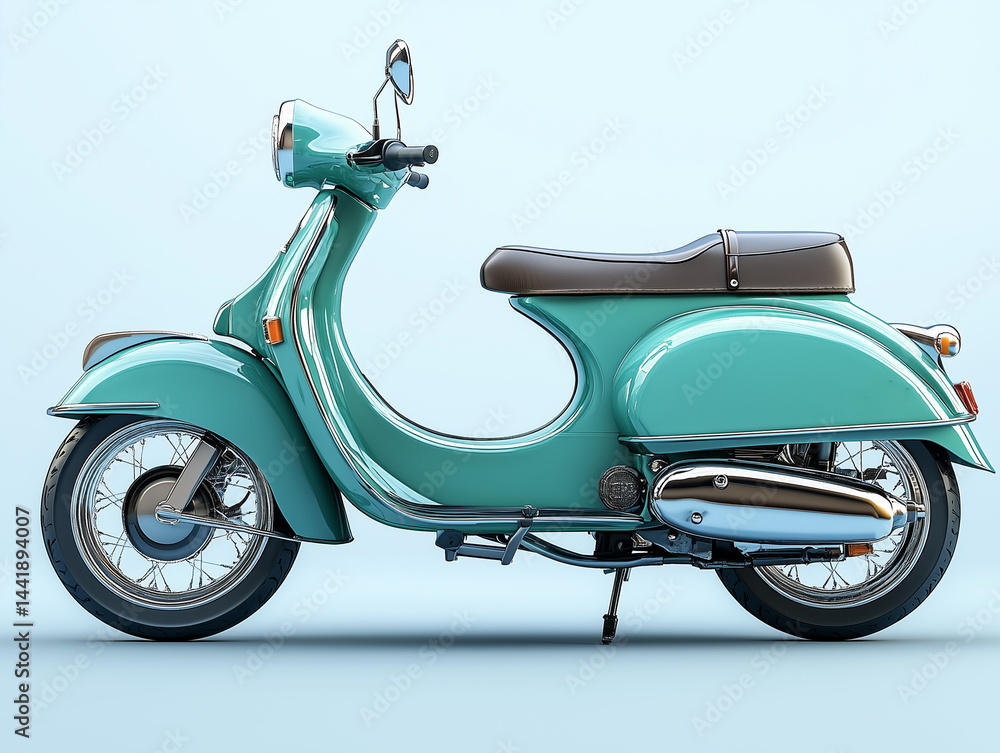 Obraz premium hyperrealistic image green moped on a white background
