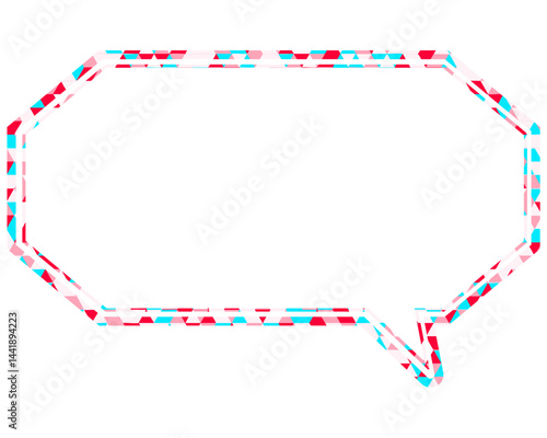 ステンドグラス風吹き出し　三角形模様　細長い八角形