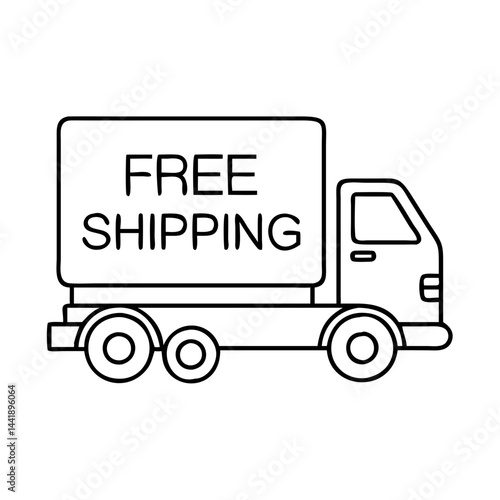free shipping truck icon, free shipping truck line art - simple line art of free shipping truck, perfect for free shipping truck logos and icons