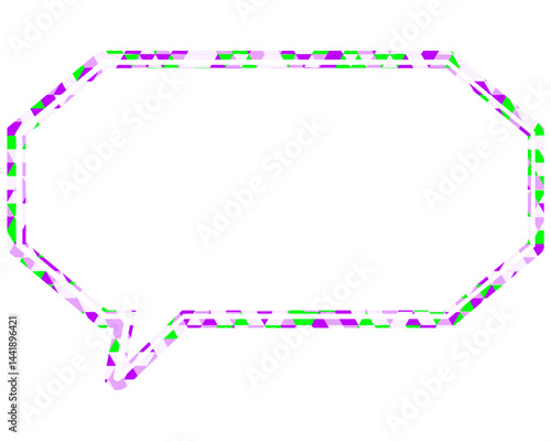 ステンドグラス風吹き出し　三角形模様　細長い八角形