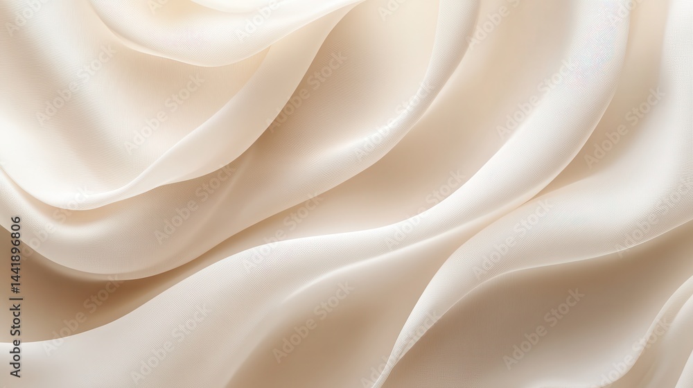 Obraz premium Soft, flowing cream fabric draped elegantly, creating serene backdrop