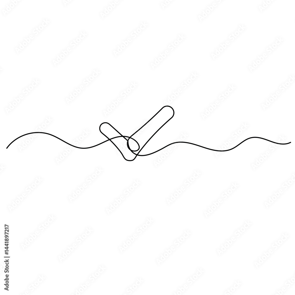 Check mark icon continuous one line drawing of outline vector illustration Check mark icon continuous one line drawing of outline vector illustration