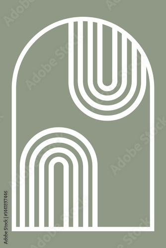 Geometric Mid Century Arch Wall Art  Vector Design