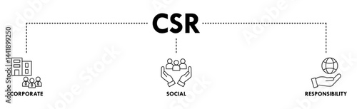 CSR Banner web icon for business and organization, Corporate social responsibility and giving back to the community.