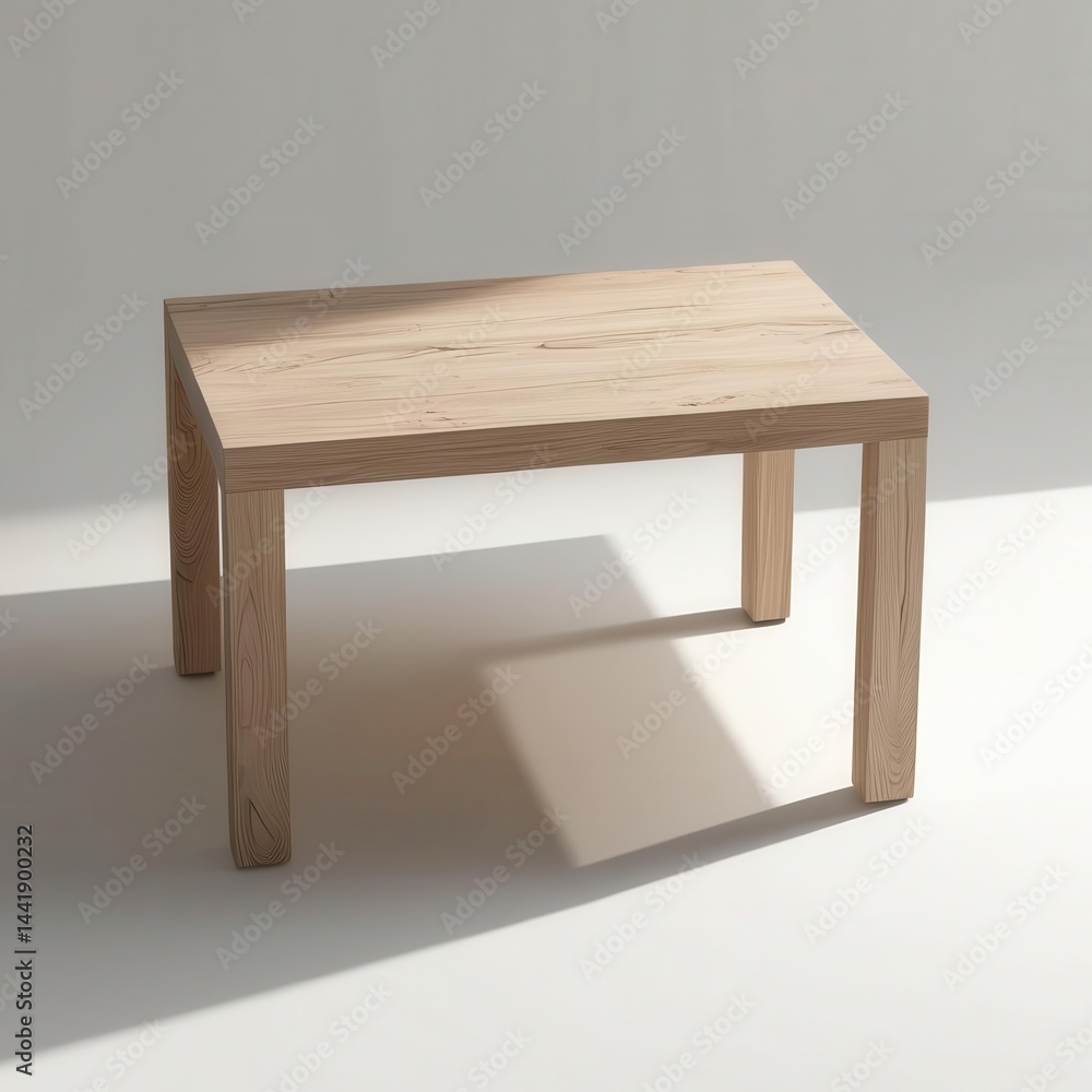 Wooden table casting shadow in minimalist setting. Wooden table casting shadow in minimalist setting.