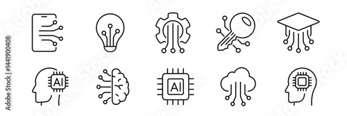 Artificial intelligence icons representing diverse applications