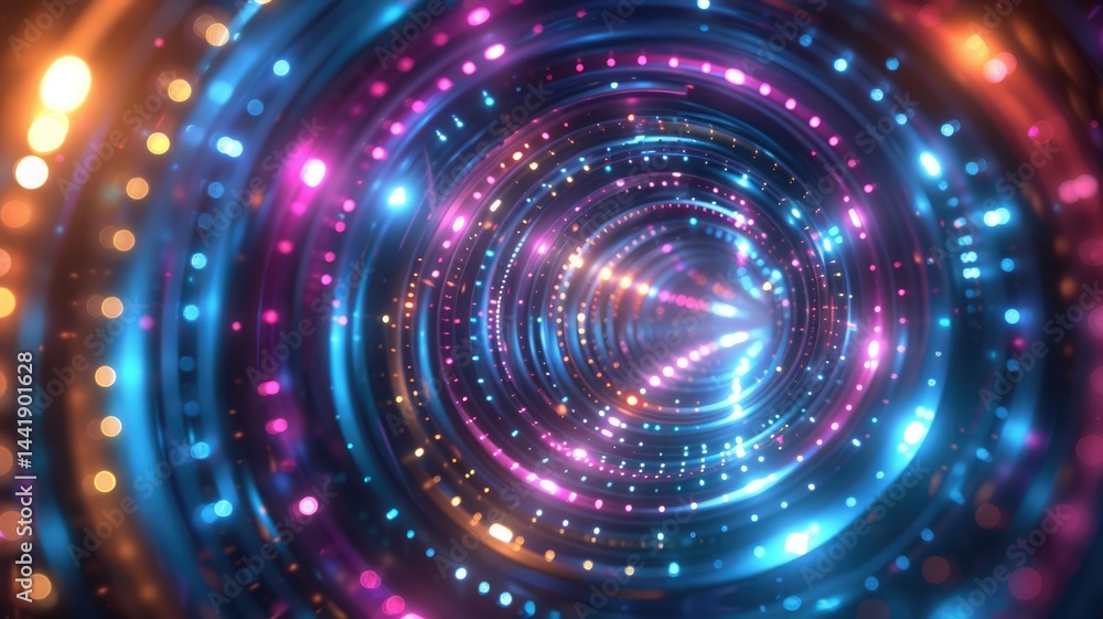 Naklejka premium Wonderful picture red, blue, yellow energy particle scatter across background, Fractal art create abstract style effect perfect for design wallpaper or poster in energetic and creativity sense. AIG53.