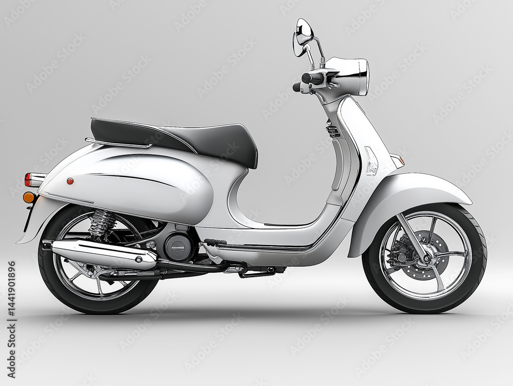 Obraz premium hyperrealistic image grey moped on a white background