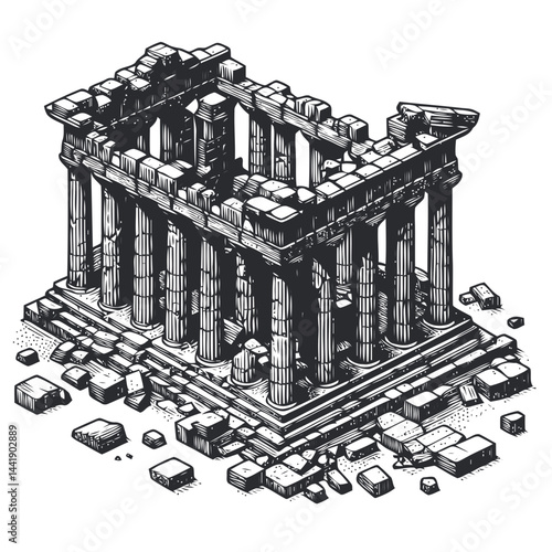 Timeless ruins of an ancient Greek temple showcasing architectural beauty with weathered columns and cultural legacy of classical antiquity.