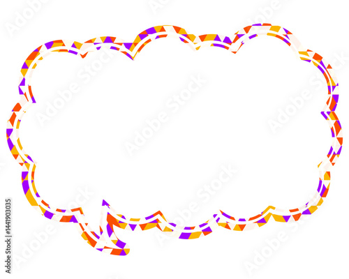 ステンドグラス風吹き出し　三角形模様　細長い雲形