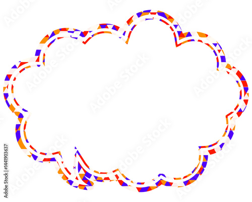 ステンドグラス風吹き出し　三角形模様　丸みのある雲形