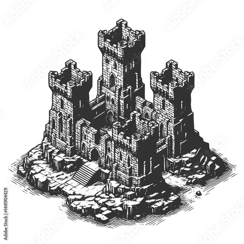 Richly detailed medieval castle ruins featuring weathered stone and intricate textures capturing the essence of historical architecture and heritage.
