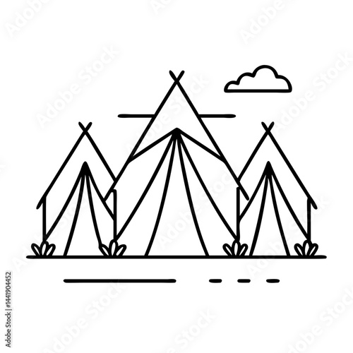mina tents icon, mina tents line art - simple line art of mina tents, perfect for mina tents logos and icons