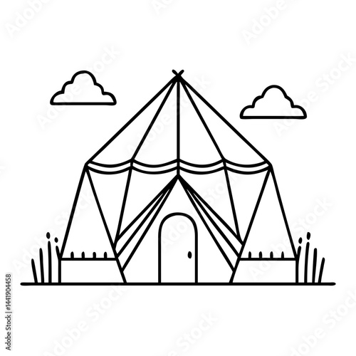 mina tents icon, mina tents line art - simple line art of mina tents, perfect for mina tents logos and icons