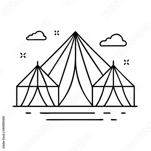 mina tents icon, mina tents line art - simple line art of mina tents, perfect for mina tents logos and icons
