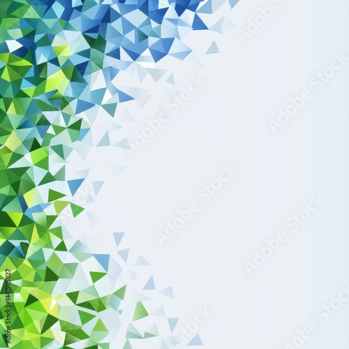 A blue and green background with a white border