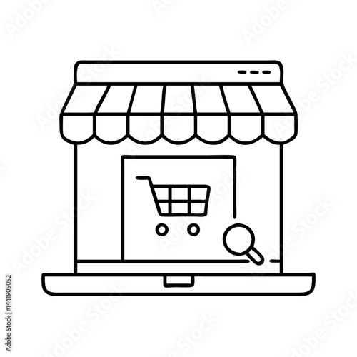online shop icon, online shop line art - simple line art of online shop, perfect for online shop logos and icons