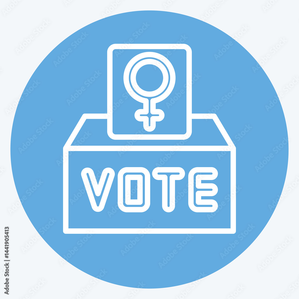Icon Feminism Vote. related to Feminism symbol. blue eyes style. design editable Icon Feminism Vote. related to Feminism symbol. blue eyes style. design editable