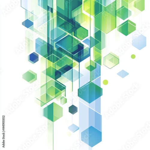 A blue and green background with a white border