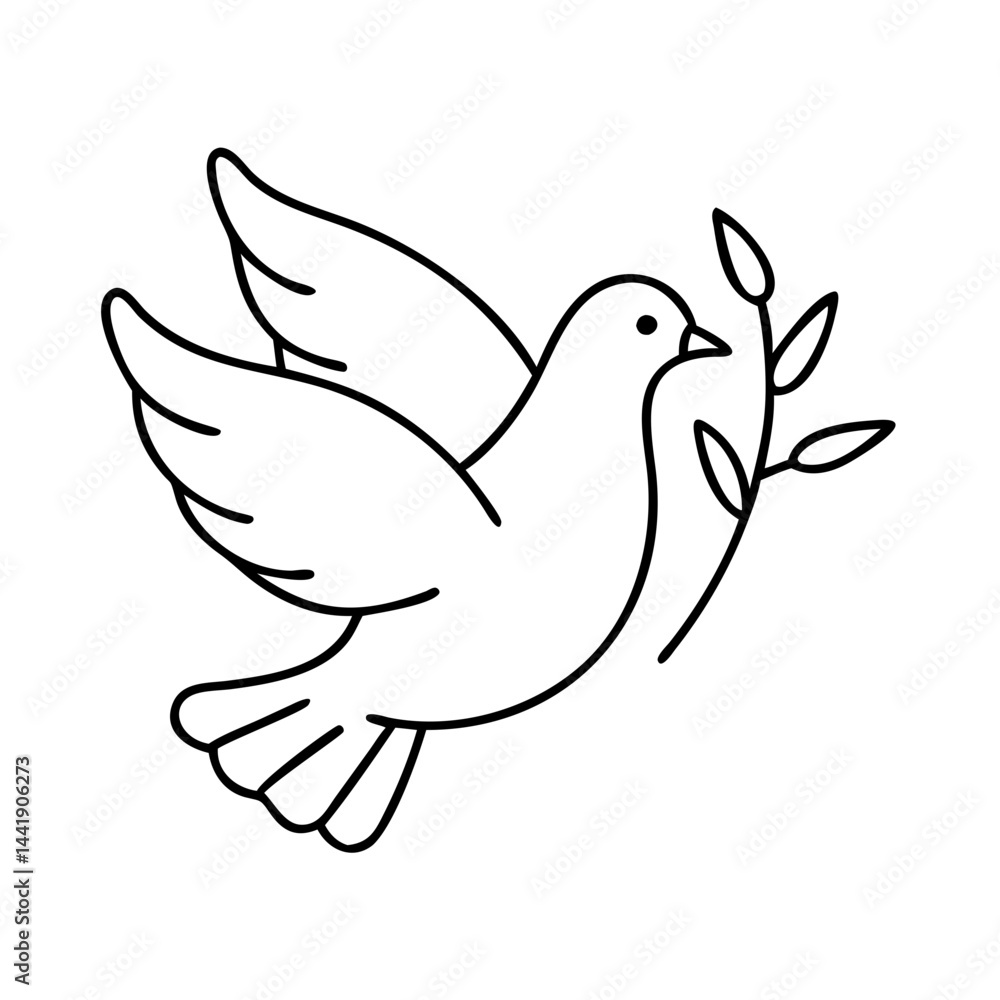 Fototapeta premium peace dove icon, peace dove line art - simple line art of peace dove, perfect for peace dove logos and icons