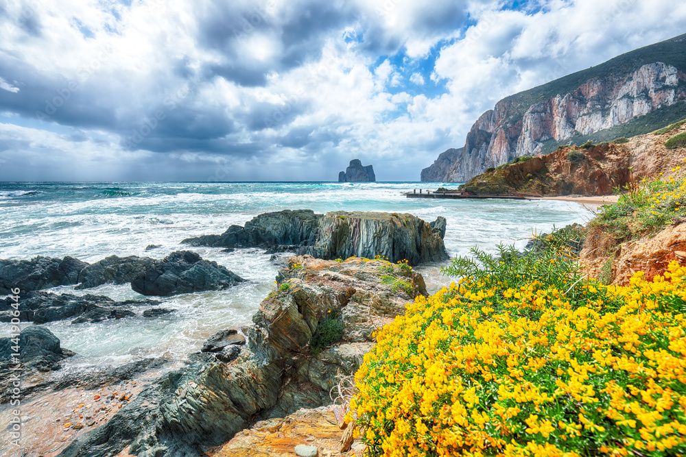 Unbelivable view of beach Portu Cauli in Masua with Pan di Zucchero at background.