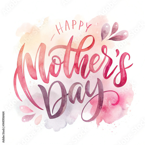 Vector illustration Happy Mother's Day Calligraphy with watercolor isolated on white background. illustration vector
