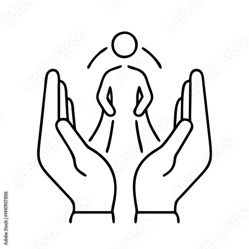 praying with open hands icon, praying with open hands line art - simple line art of praying with open hands, perfect for praying with open hands logos and icons