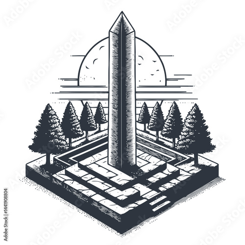 Graceful stone obelisk in a natural setting, reflecting the enduring charm of historical architecture and the passage of time.