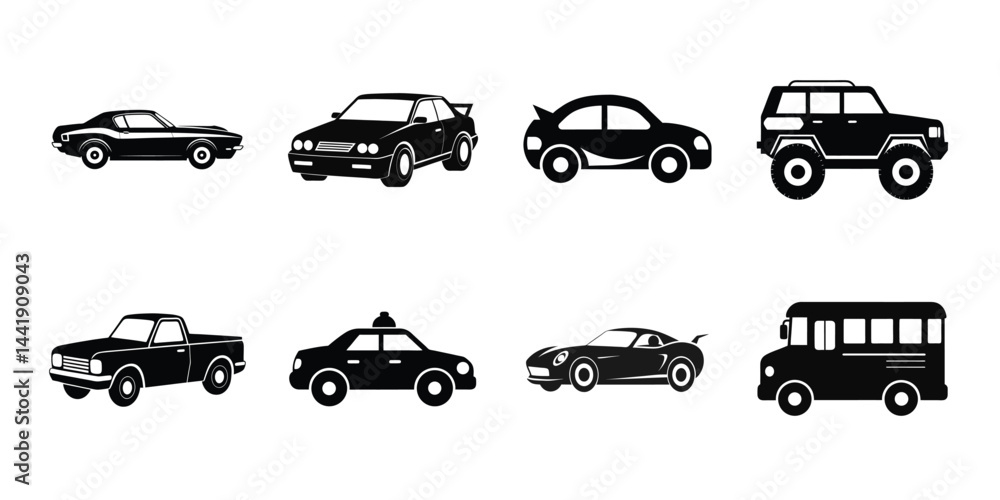 set of cars silhouettes on white background
set of cars silhouettes on white background