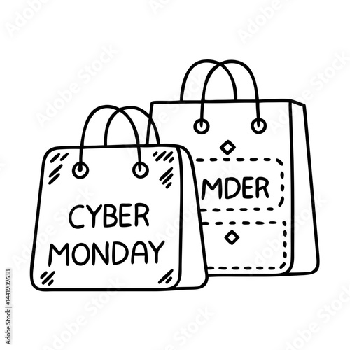 shopping bags with cyber monday deals icon