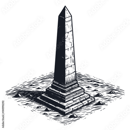 Elegant stone obelisk in an open landscape, symbolizing history, craftsmanship, and the connection between architecture and nature.