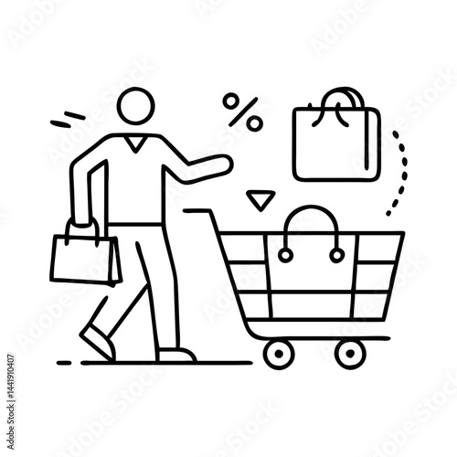 shopping spree icon, shopping spree line art - simple line art of shopping spree, perfect for shopping spree logos and icons