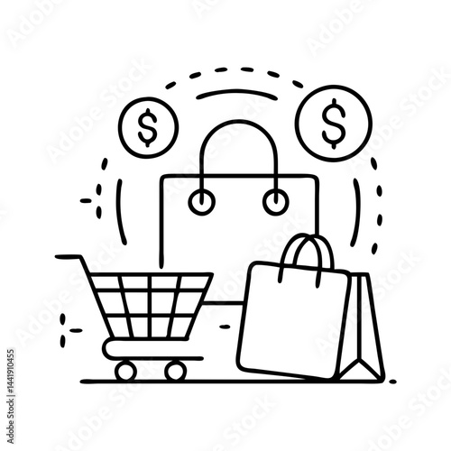 shopping spree icon, shopping spree line art - simple line art of shopping spree, perfect for shopping spree logos and icons