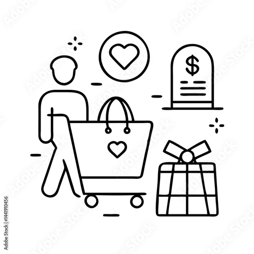 shopping spree icon, shopping spree line art - simple line art of shopping spree, perfect for shopping spree logos and icons
