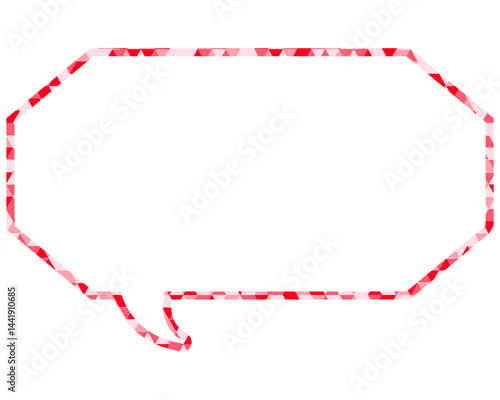 ステンドグラス風吹き出し　三角形模様　細長い八角形