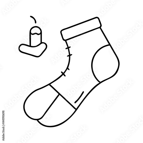 single missing sock icon, single missing sock line art - simple line art of single missing sock, perfect for single missing sock logos and icons