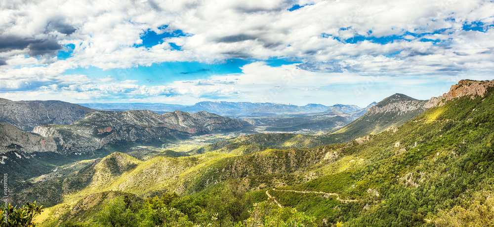 Unbelivable view of Mountain massif of the Gorropu Canyon.