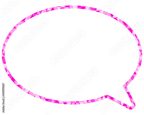 ステンドグラス風吹き出し　三角形模様　丸形