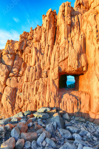 Impressive sunset view of Red Rocks (Rocce Rosse) in Arbatax.