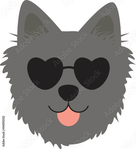 Cute dog puppy heads sunglasses heart icon