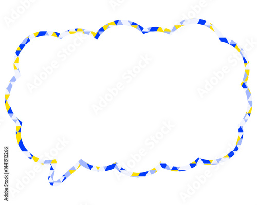 ステンドグラス風吹き出し　三角形模様　細長い雲形