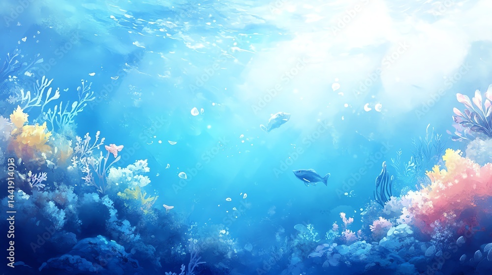 Obraz premium Ocean AI Watercolor Background