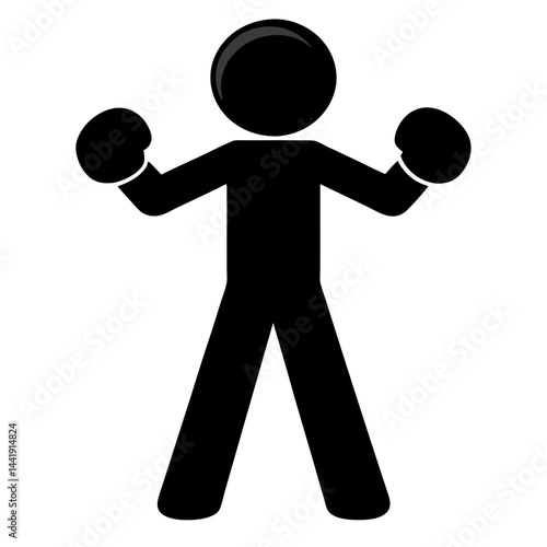 Silhouette Boxer Icon Training With Gloves Ready To Fight Aggressively