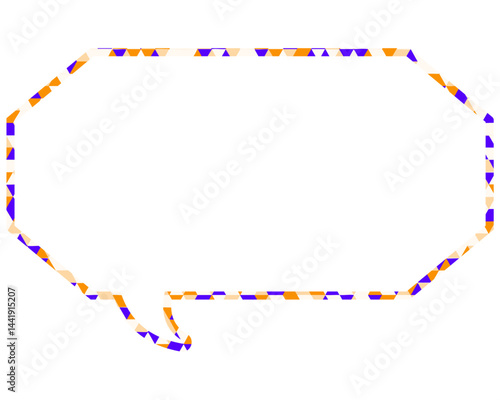 ステンドグラス風吹き出し　三角形模様　細長い八角形