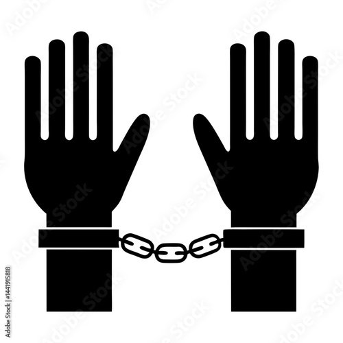 Silhouetted Hands In Shackles Symbolize Imprisonment And Loss Of Freedom And Liberty