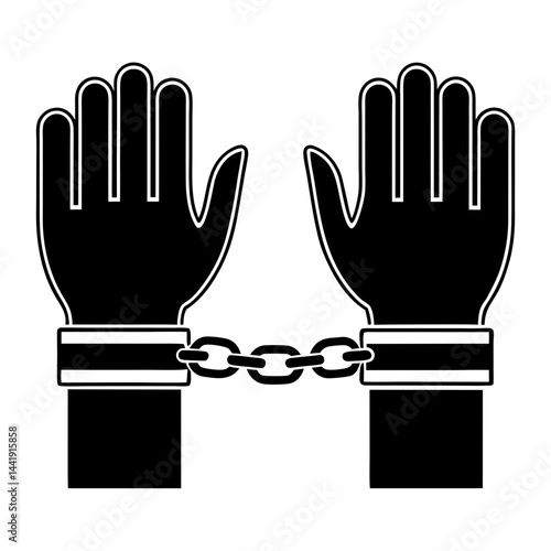 Hands Shackled With Chain Illustration Concept Of Imprisonment And Restriction Black And White